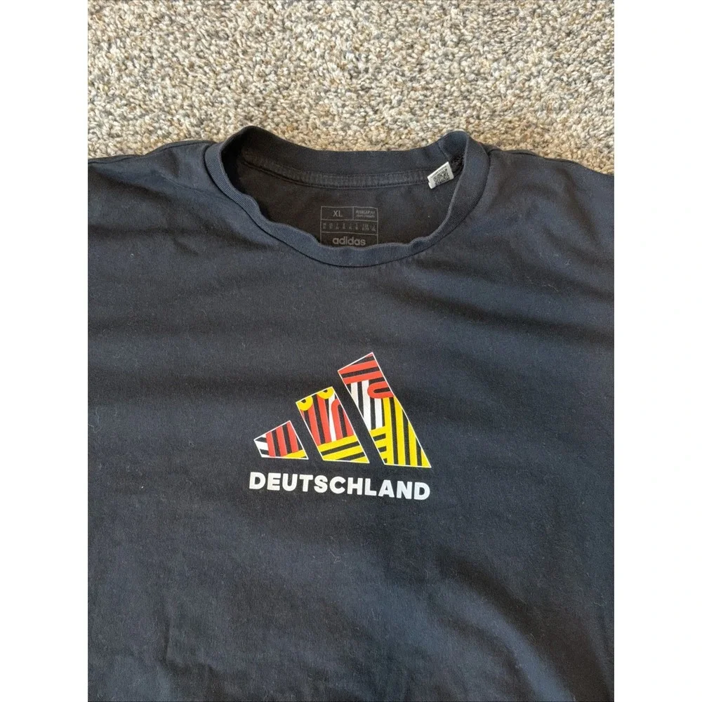 XL ADIDAS Black Men's DEUTSCHER BUND Germany Soccer 2 Sided Graphic Shirt